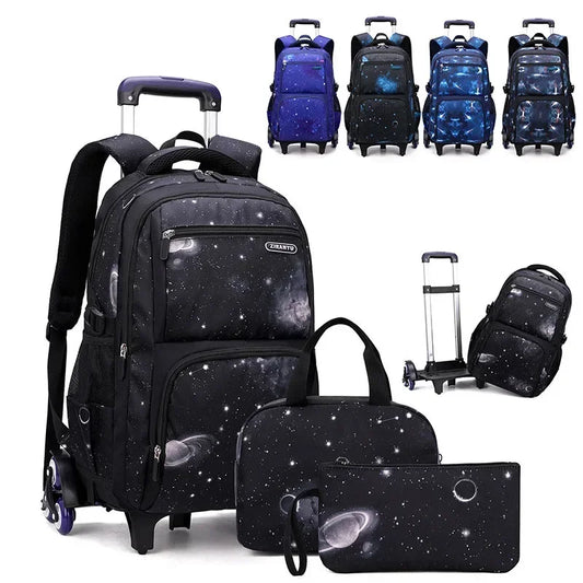 Kids School Bag with Wheels | Rolling Backpack for Boys with Lunch Bag