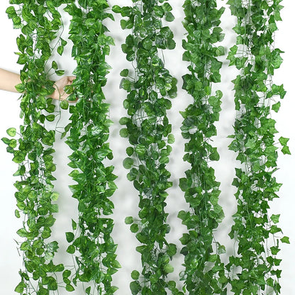 Artificial Green Ivy Leaf Garland - Silk Hanging Vine Décor