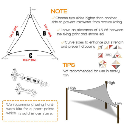 5x5/2x2M Waterproof Triangle Sunshade Canopy for Outdoor Protection