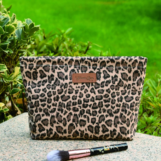 Leopard Print Large Makeup Bag | Stylish Toiletry Organizer