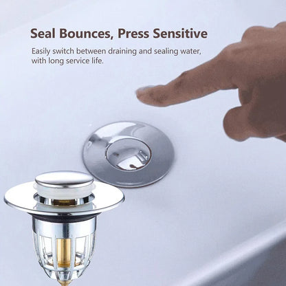 Press Bounce Basin Pop-up Drain Filter Bathroom