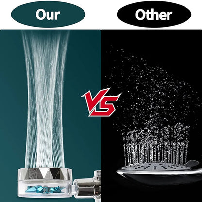 360 Degrees Rotation Turbo Fan Shower Head High Pressure