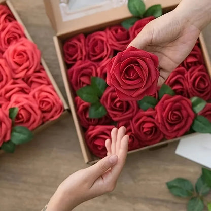 Artificial Roses with Stem - Fake Flowers for DIY Decor