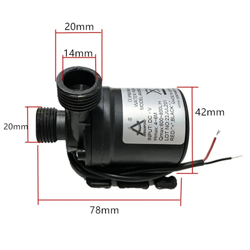 12v High Voltage Super Quiet Solar DC 24V Lift 5M 800L/H