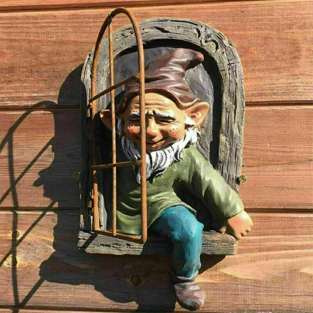 Creative Garden Statue Elf Go Out Tree Hug Suitable for Home