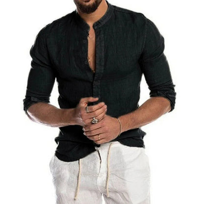 Cotton Linen Hot Sale Men's Long-Sleeved Shirts