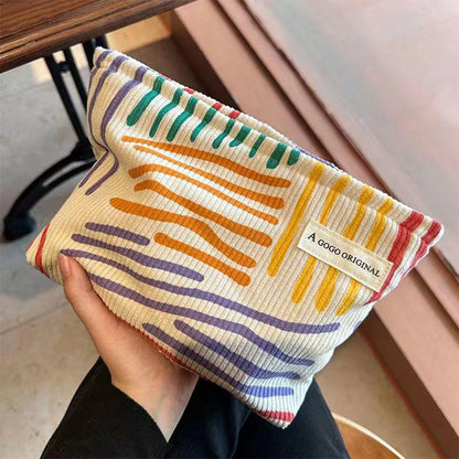 Corduroy Women Cosmetic Bag - Large Capacity Makeup Storage Organizer