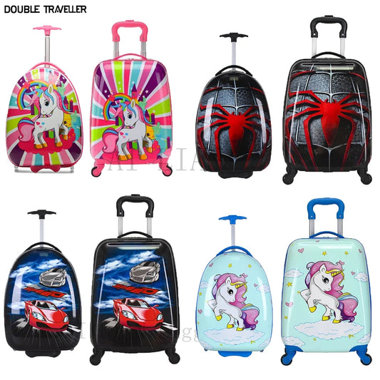 Cartoon Kids Suitcase on Wheels | Travel Trolley Luggage for Boys & Girls