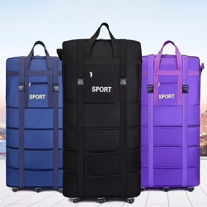 Large Capacity Rolling Travel Bag – Foldable Oxford Luggage with Packing Cubes