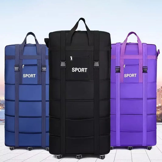 Large Capacity Rolling Travel Bag – Foldable Oxford Luggage with Packing Cubes