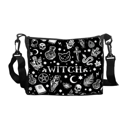 Gothic Cat Printed Crossbody Bag – Halloween Small Square Purse