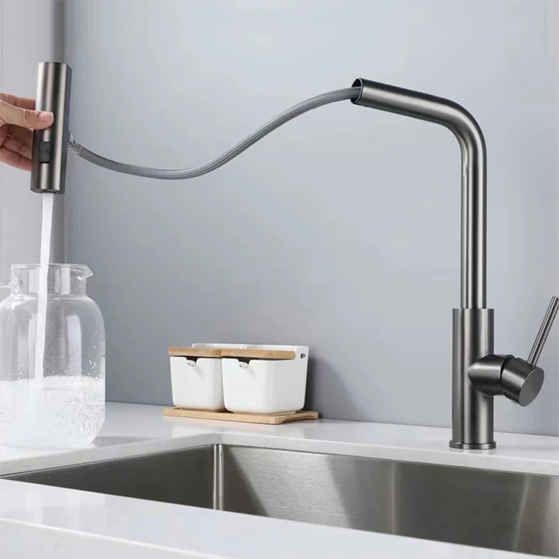 YCRAYS Black Kitchen Faucets Gray Pull Out