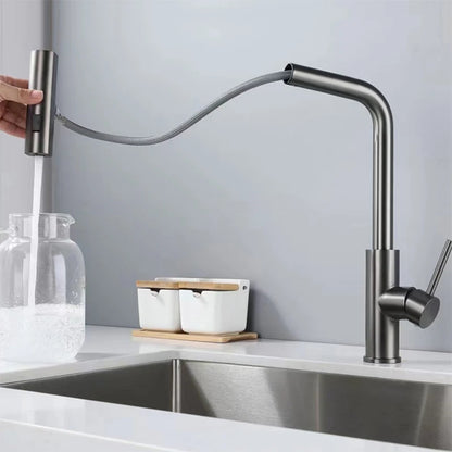 YCRAYS Black Kitchen Faucets Gray Pull Out