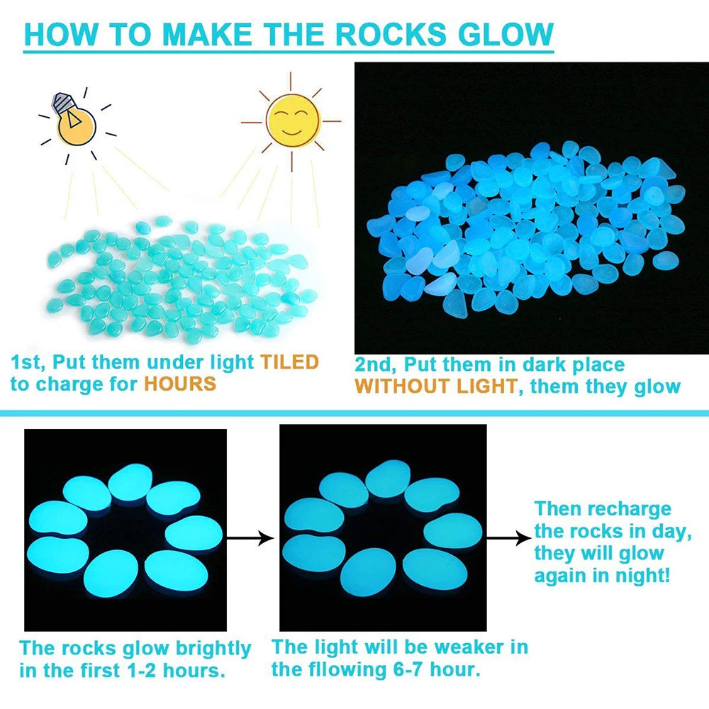 500pcs Glow in the Dark Garden Pebbles for Decorative Landscaping