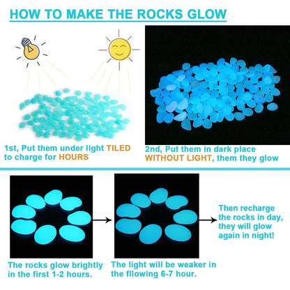 500pcs Glow in the Dark Garden Pebbles for Decorative Landscaping