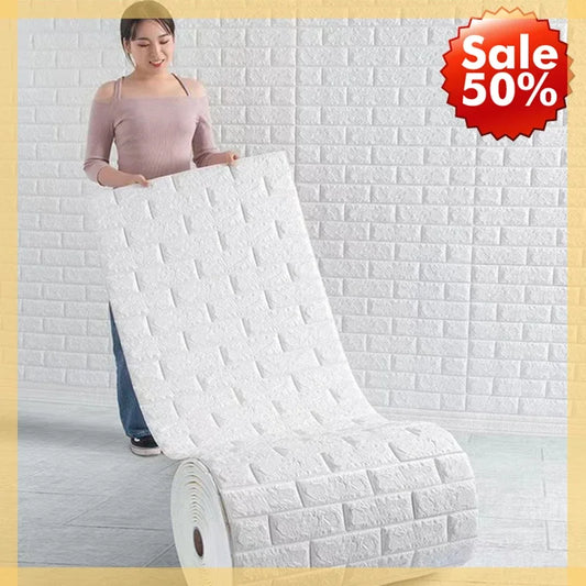 70cm*2m 3D Soft Foam Brick Wallpaper Sticker Roll DIY Wallpaper