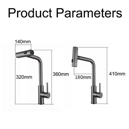 YCRAYS Black Kitchen Faucets Gray Pull Out