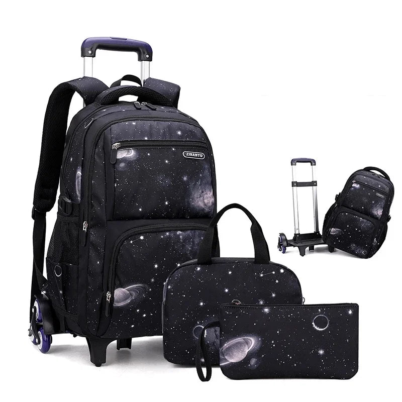 Kids School Bag with Wheels | Rolling Backpack for Boys with Lunch Bag
