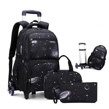 Kids School Bag with Wheels | Rolling Backpack for Boys with Lunch Bag