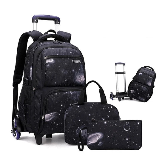 Kids School Bag with Wheels | Rolling Backpack for Boys with Lunch Bag