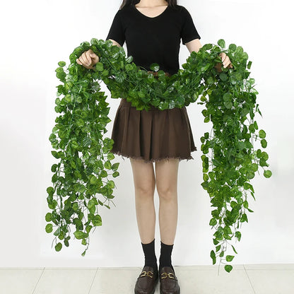 Artificial Green Ivy Leaf Garland - Silk Hanging Vine Décor